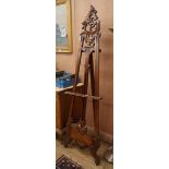 A carved mahogany artist's easel H.215cm