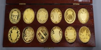 A cased set of twelve silver gilt Princess of Wales Arms