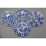 Four 18th century Chinese blue and white plates or dishes