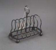 A Victorian silver seven bar toast rack, John Edward Bingham, Sheffield, 1887, 17.5cm, 10.5 oz.