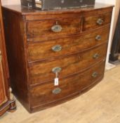 A Regency mahogany bow front chest of drawers W.105cm