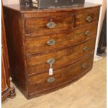 A Regency mahogany bow front chest of drawers W.105cm