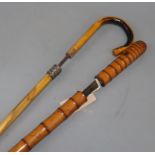 A bamboo swordstick and a cane swordstick, early 20th century