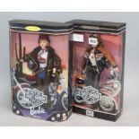 Two Harley Davidson Barbies