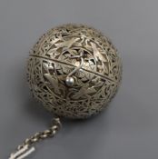 A modern silver copy of a Tang spherical incense burner