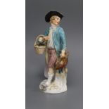 A Meissen figure of a fowler, 19th century, repaired