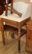 A 19th century French pitch pine marble top washstand W.55cm