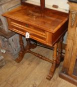 A Continental walnut work table W.62cm