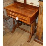 A Continental walnut work table W.62cm