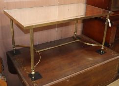 A Maison Jansen style brass coffee table W.87cm