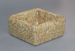 A 19th century small square crackleglaze dish