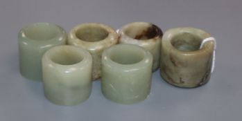 Six Chinese jade archer's rings