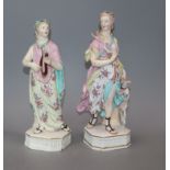 A pair of Derby porcelain figures of Diana and Apollo height 27cm