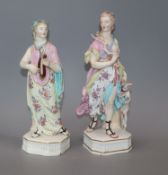 A pair of Derby porcelain figures of Diana and Apollo height 27cm