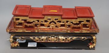A Chinese lacquered portable shrine stand and cover, 19th century