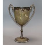 A Victorian silver plated trophy cup "The Exchange Cup Cachar Races 1899" (The Worlds First Polo