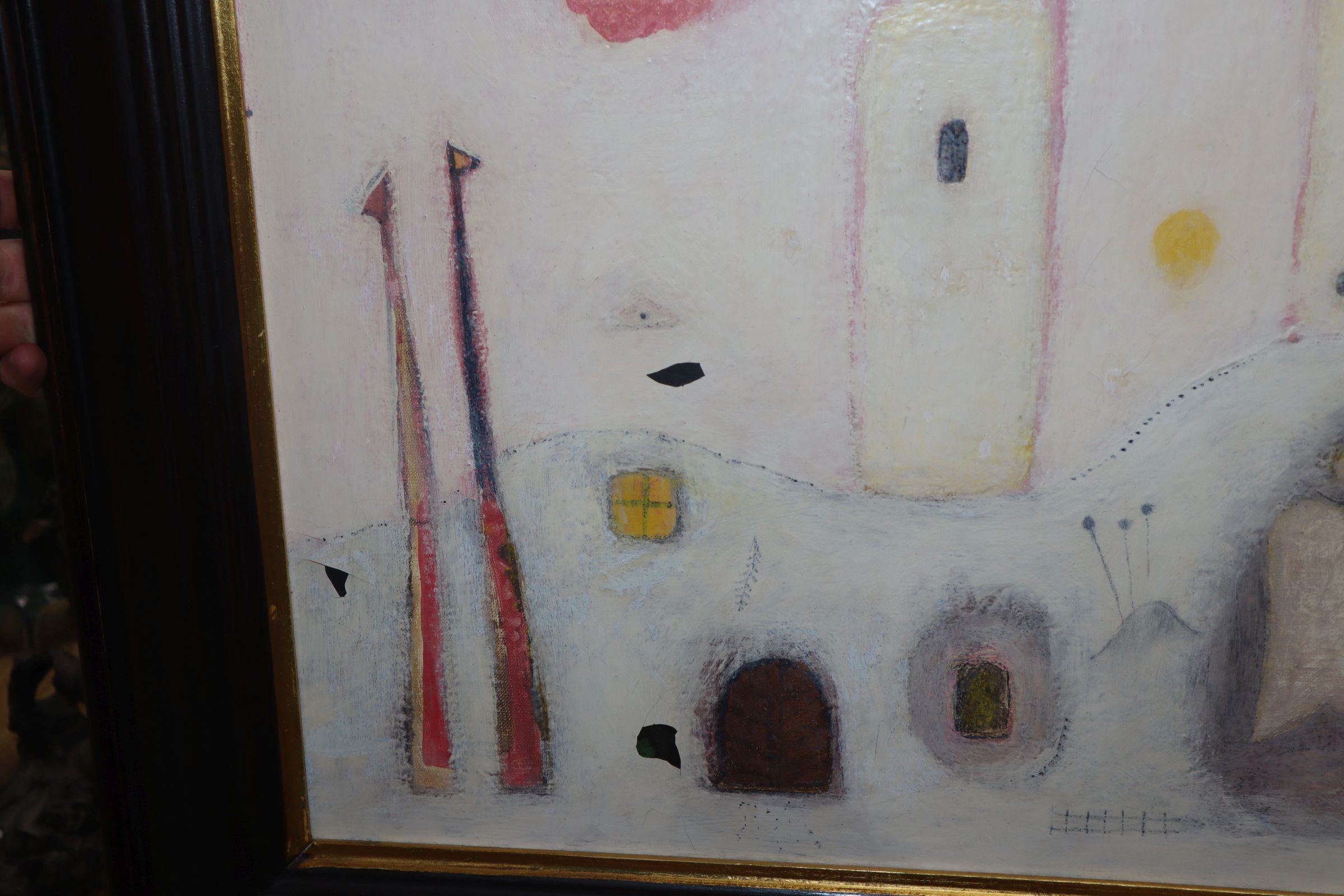 V. Kimil, oil on canvas board, Landscape with mosque in winter, signed and dated '73, 54 x 62cm - Image 3 of 4