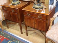 A pair of Georgian style mahogany bedside cabinets W.55cm