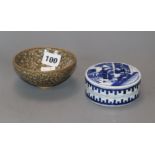 A Chinese lidded pot and a crackleware bowl