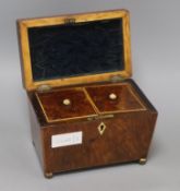 A Regency yew wood tea caddy height 17cm