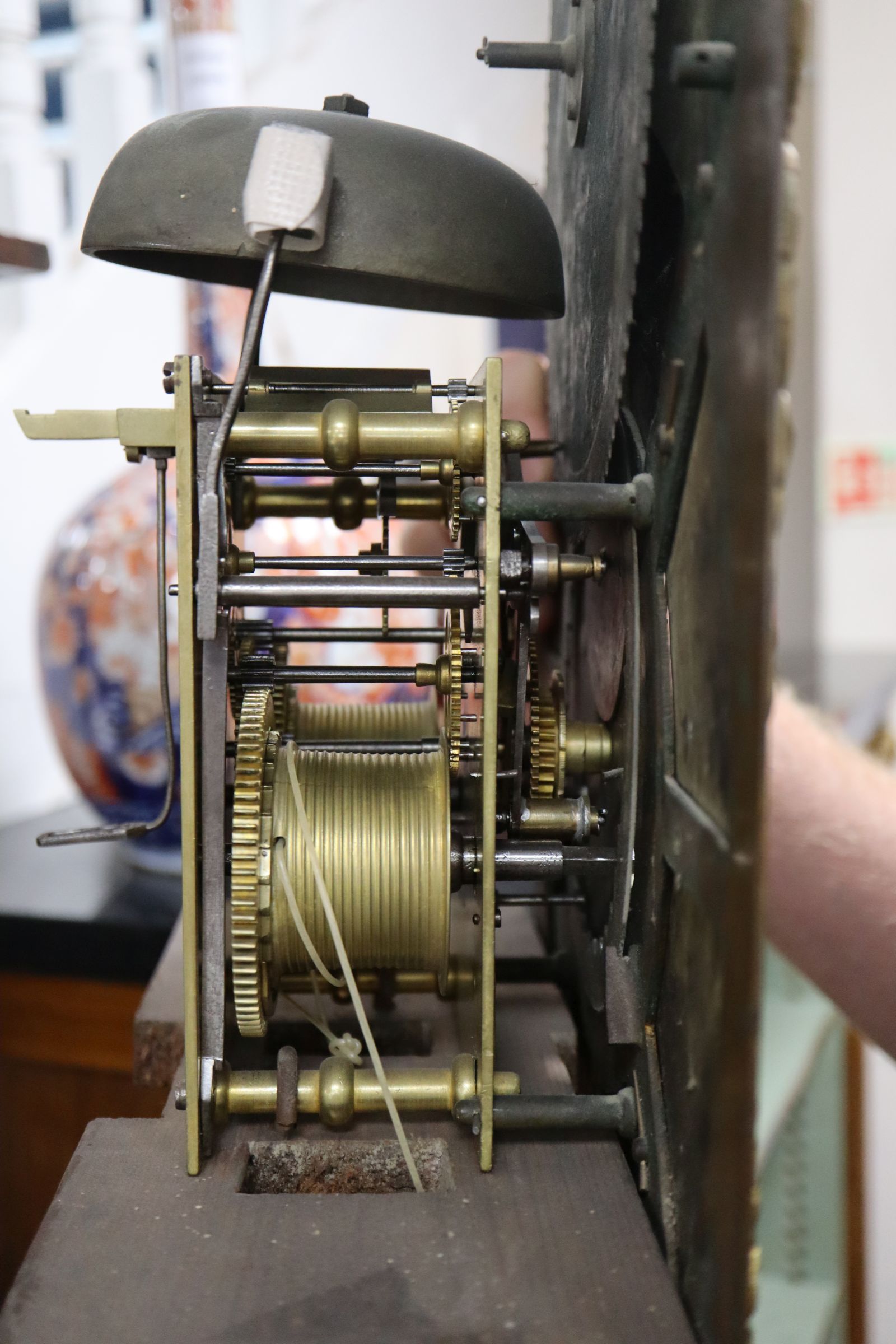 An 18th century oak 8 day longcase clock, with moonphase dial by John Smith, Chester H.approx. - Image 5 of 11