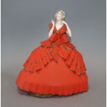 A porcelain and celluloid pin dollie lady lamp height 26cm
