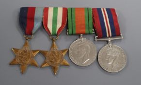 WWII medal group with miniatures, unnamed