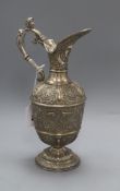After Benvenuto Cellini, a 19th century cast plated ewer or claret jug height 30.5cm