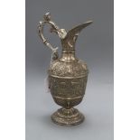 After Benvenuto Cellini, a 19th century cast plated ewer or claret jug height 30.5cm