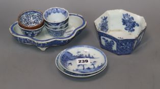 A group of 18th century Chinese porcelain tea bowls, saucers and dishes