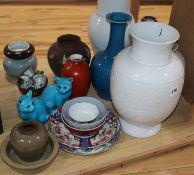 A group of Chinese monochrome vases, other ceramics and cloisonne enamel