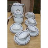 A Limoges Art Deco silver and blue decorated coffee set