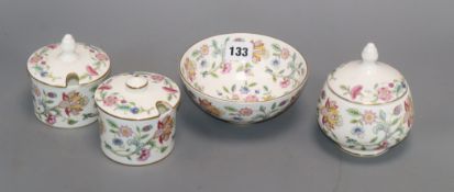 A Minton Haddon Hall gold banded part tea service