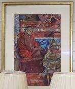 Roland Strasser (1895-1974), tempera, "Seated Lama in a Temple", signed and dated '76, Odon Wagner