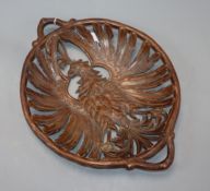 A German pierced, carved wood dish length 37cm