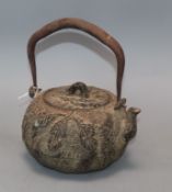 A Japanese Meiji period cast iron Tetsubin (tea kettle), signed