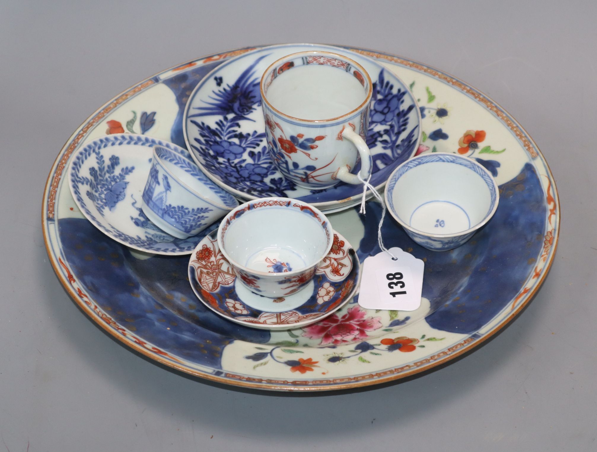 A group of 18th century Chinese export dishes, cup and tea bowls