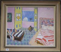 John Pawle (1915-2010), oil on board, "Bedroom Chaouen", signed and inscribed verso, Fosse Gallery