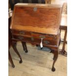 An 18th century style walnut bureau W.72cm