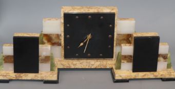 A French Art Deco clock garniture