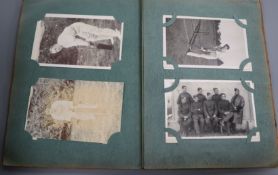 Two albums of postcards including World War I interest, Army, local cricket, early motoring art etc