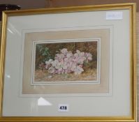 John Jessop Hardwick (1831-1917), watercolour, Still life of Apple Blossom, signed, 12 x 20cm