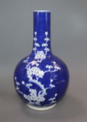 A Chinese blue and white prunus vase height 32cm