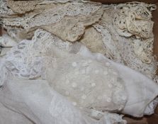 A collection of 19th century laces, tape lace, Irish crochet, Honiton, etc.