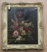E. Vanderman, oil on canvas, Still life of flowers in a vase, 59 x 49cm
