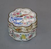 An 18th century Canton enamel octofoil box and cover