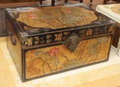 A small Chinese lacquered trunk W.69cm