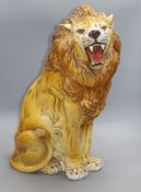 A 1960's maiolica lion height 60cm