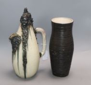 A Poole studio vase and a German ewer
