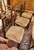 Three early 19th century provincial rush seated chairs